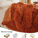 XeGe Luxury Faux Fur Blanket, Burnt Orange Soft Fluffy Bed Throw, Shaggy Plush Big Decorative Couch Throw, Cute Furry Fuzzy Blanket for Sofa Bed, Burnt Orange, 60x90 by CozyNest Decor