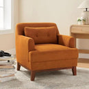 Modern Accent Chair with Terry Fabric, Upholstered Armchair with Spring Package Cushion & Solid Wood Frame, Comfy Lounge Chair for Living Room, Bedroom, or Reading Corner, Terry, Curry by CozyNest Decor