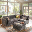 Modular Sectional Sofa, 130.7" L Shaped Couch Set for Living Room, 4-Seater Comfy Cloud Couches with Movable Ottoman, DIY Combination, Plush Corduroy, Gray by CozyNest Decor
