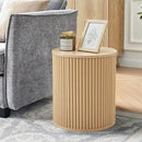 AVZEAR Small Round Side Table Fluted Night Stand Set of 2, Modern Boho End Table with Storage, Circle Bedside Tables Wood Nightstands for Small Spaces, Living Room, Bedroom (Nature) by CozyNest Decor