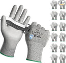 Schwer 12 Pairs ANSI A5 Cut Resistant Work Gloves, Cut Proof Gloves with PU Coating, Used for Metal Fabrication, WoodWorking, Construction, Non Slip, Durable, L, CR3088 by GreenHaven Gardens