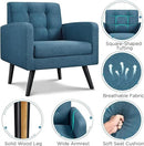Yaheetech Mid-Century Accent Chairs, Modern Upholstered Living Room Chair, Cozy Armchair Button Tufted Back and Wood Legs for Bedroom/Office/Cafe, Set of 2, Navy Blue by CozyNest Decor