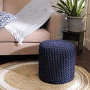 REDEARTH Cylindrical Pouf Ottoman -Hand Knitted Poof Pouffe Accent Chair Seat Footrest for Living Room, Bedroom, Nursery, kidsroom, Patio, Gym; 100% Cotton (16x16x16; Navy Blue) by CozyNest Decor