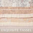 JINCHAN Boho Floral 100% Cotton Blanket 4-Layer Throw Blanket with Tassel Taupe and White Flower Butterfly Soft Luxury Rustic Farmhouse Decor Blanket for Couch Bed 60x80 inch All Season gift for women by CozyNest Decor
