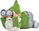 TERESA'S COLLECTIONS Funny Christmas Resin Outdoor Decorations for Yard with Solar Lights, Large Cute Flocked Garden Gnomes for Front Porch Patio, Ideal Gift for Women and Man 7.1" by GreenHaven Gardens