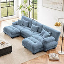 Modular Sectional Sofa, Comfy Cloud Couch 3 Seater Couch with Ottoman, Sectional Couches for Living Room, Modern Chenille U Shaped Couches, Sleeper Deep Seat Sofa with Throw Pillows, Blue by CozyNest Decor