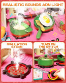 33.8IN Kids Kitchen Playset, 63 PCS Kid Play Kitchen with Realistic Lights & Sounds, Spray Sink Toy Kitchen Accessories, Pretend Food Toys Kitchen for Boys Girls Toddlers(Pink) by TinyTreasures Baby Boutique