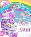 Unicorn Doll Kids Toddler Roller Skates for Girls,WESKIFAN Quad Skating Shoes with Shiny Light up Wheels&Adjustable Sizes Beginners rollerskates for Birthday Xmas Gifts,Patines para Niñas Niños by TinyTreasures Baby Boutique
