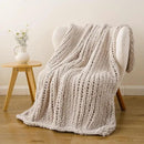 Battilo Chunky Knit Throw Blanket, Soft and Thick Chenille Throw Blanket, 50"x60" Handmade Cable Knit Crochet Blanket, Large Rope Knot Throw Blankets for Couch Sofa Bed Home Decor, Taupe by CozyNest Decor