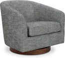CHITA Swivel Accent Chair, FSC Certified Upholstered Fabric Barrel Chair for Living Room, Fully Assembled, Dark Grey by CozyNest Decor