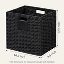 UBBCARE 4 Pack Wicker Basket, 10.5×10.5 Storage Cubes with Label, Foldable Cube Storage Bin with Handle, Square Storage Basket for Shelves, Woven Paper Rope Basket for Organizing, Black by GreenHaven Gardens