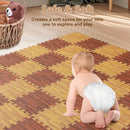 Skyweaver 24 Tiles Soft Non-Toxic Baby Play Mat for Floor EVA Foam Jigsaw Puzzle Play Mat, Interlocking Squares with 0.6inch for Babies, Toddlers & Kids Gym, Nursery, Playroom,Brown by TinyTreasures Baby Boutique