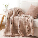 Battilo Chunky Knit Throw Blanket, Soft and Thick Chenille Throw Blanket, 50"x60" Handmade Cable Knit Crochet Blanket, Large Rope Knot Throw Blankets for Couch Sofa Bed Home Decor, Pink by CozyNest Decor