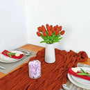 Mandy's Artificial Tulips 20 Stems Dark Orange PU Faux Flowers for Wedding Home Decor 13.5 Inch by CozyNest Decor
