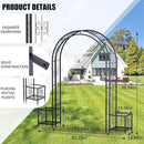 88in Steel Garden Arch Arbor Trellis with Planter Boxes for Climbing Plants Outdoor, Yard, Wide Sturdy Durable Garden Arch for Lawn,Outdoor Wedding Arch(Black) by GreenHaven Gardens