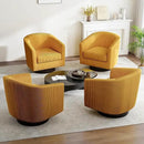 Swivel Barrel Accent Chair, Modern Round Corduroy Fabric Arm Chair for Living Room, Bedroom, Comfy Club Reading Chairs for Adults (Corduroy Orange, Set of 4) by CozyNest Decor