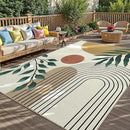 Indoor Outdoor Area Rug, Mid Century Sun Outdoor Patio Rug,Washable Abstract Art Leaves Eucalyptus Runway Rugs Non-Slip Carpet for Camping, Bedroom, Deck(8x10) by CozyNest Decor