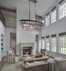 TOCHIC Chandelier for Dining Room 40 inch, Modern Crystal Chandelier for Living Room, Black Kitchen Chandelier Island Lighting, Oval Contemporary Ceiling Light Fixture for Bedroom, Smoke Grey by CozyNest Decor