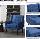UIXE Accent Chair, Modern Upholstered Armchair in Fabric for Living Room, Comfy Club Arm Chairs Single Sofa Button Tufted Bedroom Reading Seat - Blue, Set of 4 by CozyNest Decor