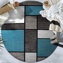 Rugshop Contemporary Modern Boxes for Home Office,Living Room,Bedroom,Kitchen Non Shedding Round Area Rug 8' Blue by TinyTreasures Baby Boutique