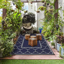 GENIMO 6' x 9' Outdoor Rug Waterproof for Patio Decor, Foldable Reversible Plastic Straw Area Rugs Mat for Camper, Outside Carpet for Rv, Deck, Porch, Picnic, Beach, Balcony, Blue & Grey by CozyNest Decor