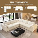 118" V Shaped Corner Modern Sofa Modular Sectional Cloud Couch,Deep Seat Upholstered Couches with Plush Corduroy Fabric for Living Room Furniture,Bedroom and Apartment,No Assembly Required,White by CozyNest Decor