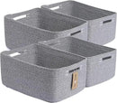 Large Storage Baskets for Organizing, Closet Shelf Baskets for Clothes Blanket Towels, Baby Nursery, Toy Bins Box, Woven Rope Baskets, 17 x 13 x 7.5”, 4 Packs Mixed Grey by CozyNest Decor