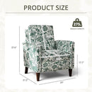 Floral Accent Chair Set of 2, High Back Upholstered Armchair with Solid Wooden Legs, Padded Armrest and Removable Comfortable Cushioned Seat Single Sofa for Living Room, Bedroom, Green by CozyNest Decor