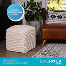 BIRDROCK HOME Bud Pouf Foot Stool Ottoman - Knit Bean Bag Floor Chair - Cotton Braided Cord - Great for The Living Room, Bedroom and Kids Room - Small Furniture by CozyNest Decor