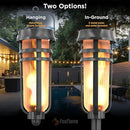 Metal Solar Torch - Adjustable Height (24" - 50"), Outdoor Lights with Flickering Flame, Waterproof Solar Powered Lights, Flame Torches for Patio, Pathway, Yard Decor, Matte Black (1-Pack) by GreenHaven Gardens