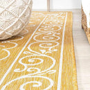 JONATHAN Y SMB106L-5SQ Charleston Vintage Filigree Textured Weave Indoor Outdoor Area Rug, Classic Traditional Transitional Easy Cleaning,Bedroom,Kitchen,Backyard,Patio, Yellow/Cream, 5' Square by GreenHaven Gardens