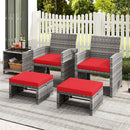 Tangkula 2 Pieces Patio PE Rattan Ottomans, Multipurpose Outdoor Footstool Footrest Additional Seating Side Table with Soft Zippered Cushions for Deck, Garden, and Yard (Red) by CozyNest Decor