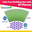 Fun Forts Glow Fort Building Kit for Kids - 81 Pack Glow in The Dark STEM Building Toys Indoor Outdoor Play Tent for Kids Construction Toys with 53 Rods and 28 Spheres by TinyTreasures Baby Boutique