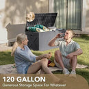 Devoko 120 Gallon Deck Box Resin Outdoor Storage Box Waterproof for Patio, Large Outdoor Storage Bench Lockable for Outside (Grey) by GreenHaven Gardens