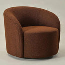 KINWELL Sherpa Swivel Barrel Chair & Round Ball Pillow Set - 34" Wide Modern Boucle Accent Chair with 9” Matching Nordic Decorative Throw Pillow for Living Room and Bedroom(Brown) by CozyNest Decor