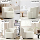 Swivel Accent Chair, Sherpa Teddy Barrel Chair for Living Room, Cozy Round Boucle Arm Chair, Metal Base for Club Nursery Bedroom, White by CozyNest Decor