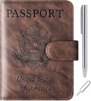 Passport Holder Cover Wallet Travel Essentials Leather Rfid Blocking Case Vacation Luggage Must Haves Travel Accessories for Men Women (120