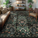 9x12 Black Vintage Floral Area Rug,Washable Large Boho Living Room Rugs,Botanical Print Non-Slip Stain Resistant Lightweight Carpet for Bedroom Dining Room Nursery by TinyTreasures Baby Boutique