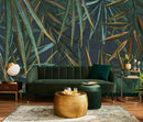 Dark Tropical Palm Leaf Wallpaper Mural Oil Painting Style Abstract Leaves Wall Mural (Not Peel and Stick) by CozyNest Decor