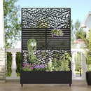 Casaphoria Metal Raised Garden Bed with Trellis and Wheels, 72"x47"x16" Planter Box for Climbing Plants, Vegetables & Vines, Features Drainage Holes and Privacy Screen, Black(Spring&Louvered) by GreenHaven Gardens