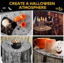 eZAKKA Round Halloween Tablecloth, 70 Inch Spider Webs Tablecloths Black Tablecloth Lace Fabric Table Cloths Spooky Table Cover for Parties Gothic Halloween Home Decorations by CozyNest Decor