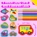 9 Pieces Kids Lacing Cards, Double Sided Vehicle Sewing Cards with 9 Colorful Laces, Imagination Development Lacing Toys Games for Children Educational and Learning Activity by TinyTreasures Baby Boutique