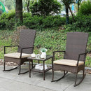 Outdoor Rocking Chair 3 Pieces High-Backed Rocking Chair Outdoor Patio Rocking Chairs Outdoor Table, Khaki by GreenHaven Gardens