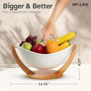 Ceramic Fruit Bowl for Kitchen Counter - 13" Modern Fruit Holder - Large Fruit Basket for Island - Large Decorative Bowl for Home Decor - Pedestal Bowl - Entryway Bowl for Keys - Extra Large by CozyNest Decor