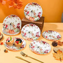 AllReal Fall Pumpkins Paper Plates Rustic Pumpkin Leaves Disposable Party Plate 7" Thanksgiving Autumn Dessert Plate for Birthday Baby Shower Party Supplies Table Decor (48) by CozyNest Decor