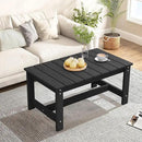 SERWALL Outdoor Coffee Table, HDPE Patio Coffee Table for Outside, Rectangle, Black by CozyNest Decor