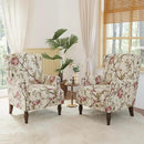 Lumibee Wingback Accent Chair, 2 Set High Back Floral Armchairs in Fabric,Comfy Upholstered Reading Single Sofa Chairs with Solid Wood Legs for Living Room,Bedroom,Office-Floral Beige by CozyNest Decor