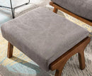 Wahson Set of 2 Mid Century Arm Chairs and Ottomans, Upholstered Accent Armchair with Wood Frame and Canvas Cushions, Leisure Slipper Chair for Living Room/Bedroom, Grey by CozyNest Decor