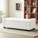 48" Ottoman with Storage, White Storage Ottoman Bench with Safety Hinge, Upholstered Entryway Bench with Seating for Bedroom, Living Room, Holds up to 330 lb by CozyNest Decor