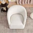 KINWELL 32" Wide Modern Boucle Swivel Barrel Chair, No Assembly Round Upholstered Swivel Accent Armchair for Living Room, Bedroom, Office (White) by CozyNest Decor